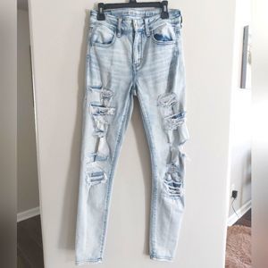 American Eagle super stretch high rise  distressed jeans